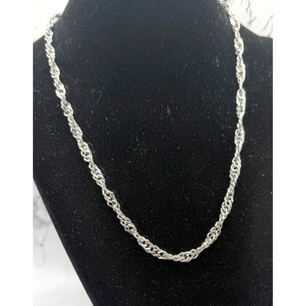 Crown Trifari Silver Tone Necklace 18" Delicate Chain Vintage